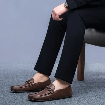 

Best Selling Casual Shoes Men Anti Slip Fashion Men Sneakers Good Quality Leather Shoes Men Black Slip On Flats Footwear Spring