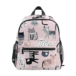 Fashion Children School Bags Creative Childish Pink Cat Print Kids Backpack Kindergarten Girls School Bag Mini Backpack Book Bag
