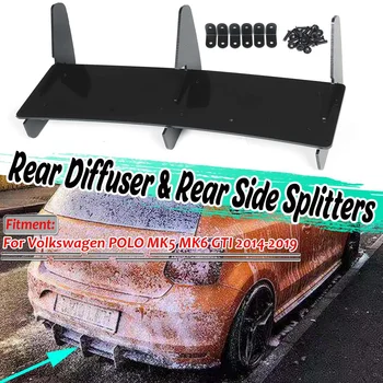 

Balck Car Rear Bumper Diffuser & Rear Side Splitters Lip Spoiler Protector For Volkswagen For VW For POLO MK5 MK6 GTI 2014-2019