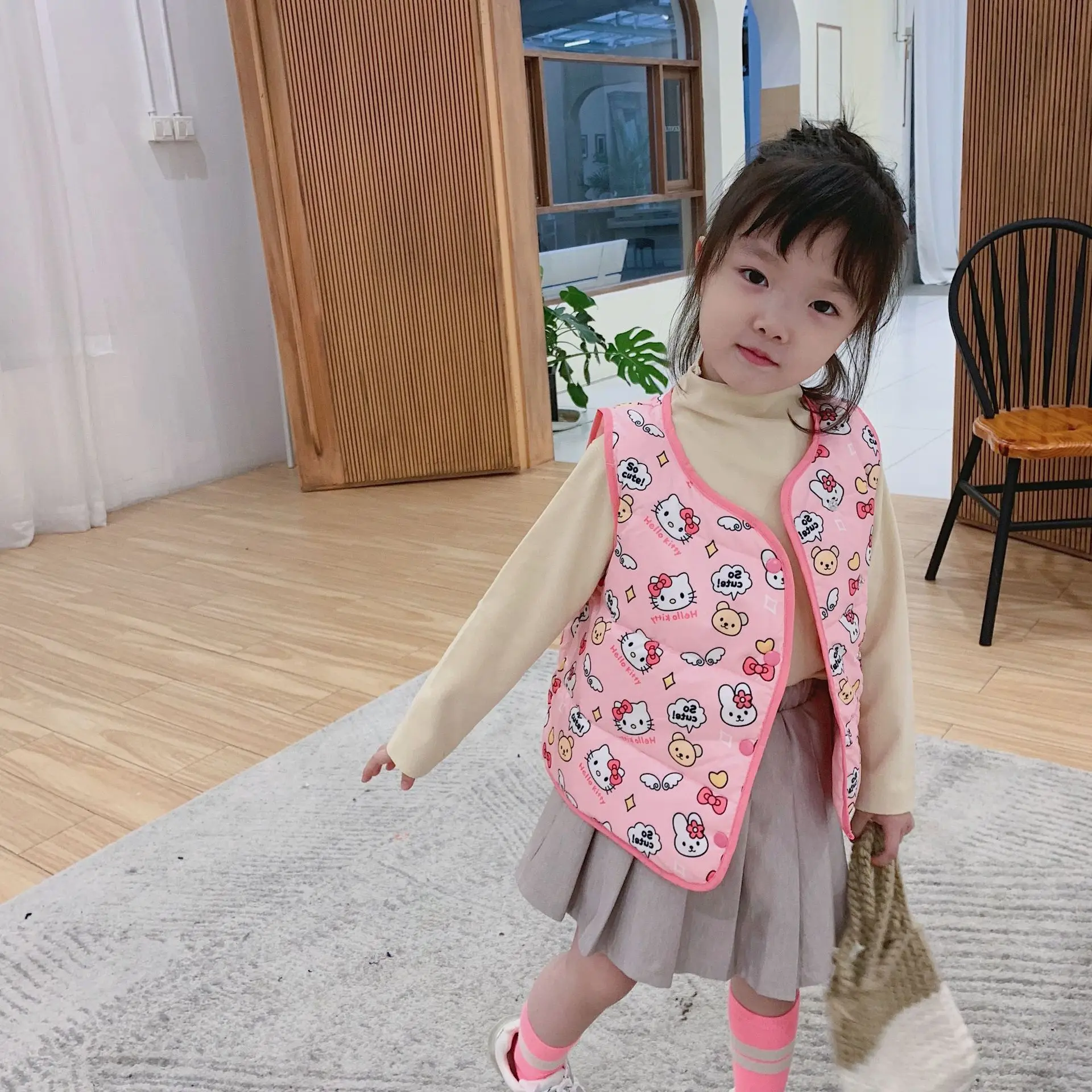Tonytaobaby/новая зимняя одежда для мальчиков и девочек; светильник с рисунком из мультфильма; тонкий детский жилет на пуху