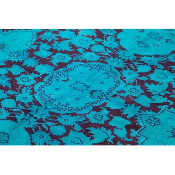 

242x304 Cm Turquoise Handmade Overdyed Large Area Rug-8x10 Ft