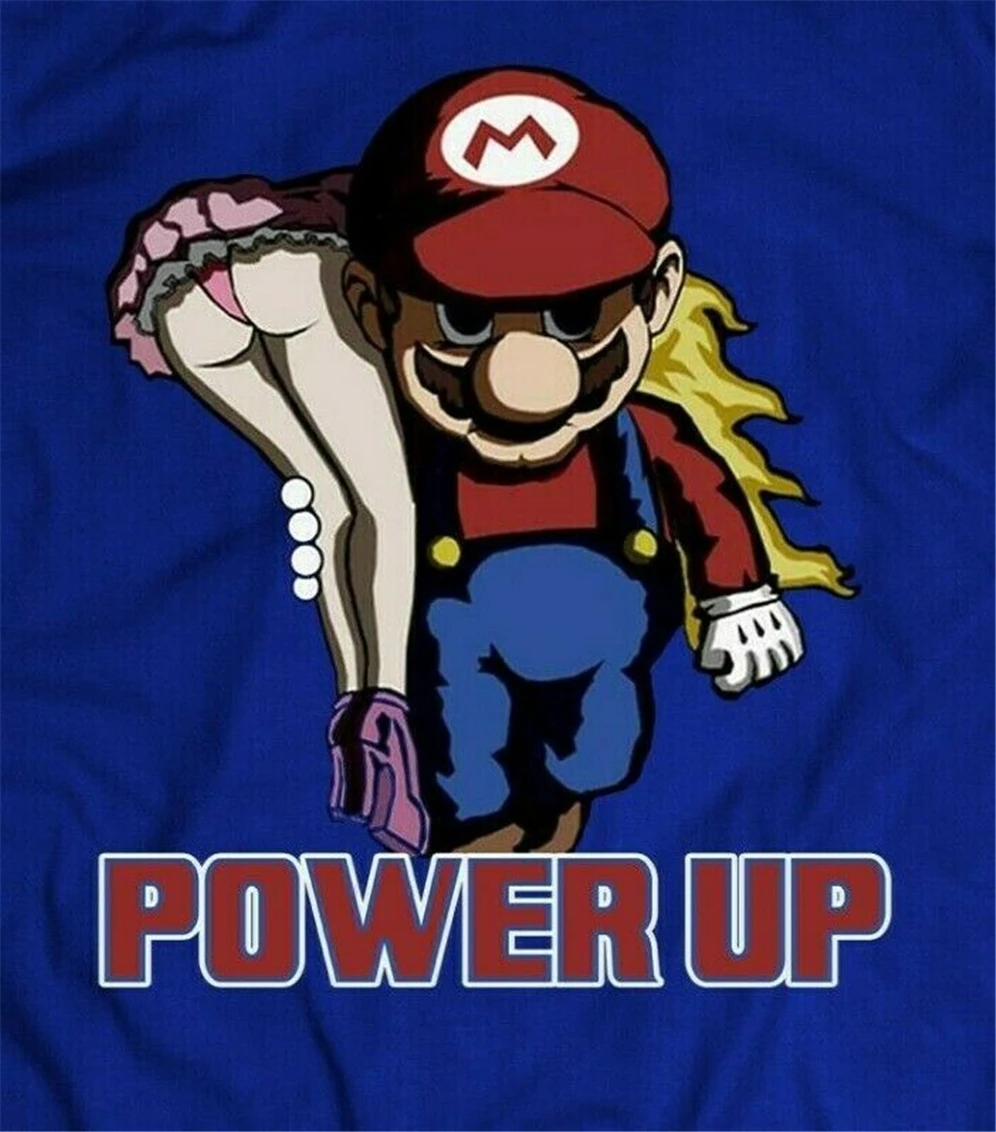 Super Mario power Up Parody Custom Oldskool Art рубашка хлопковая футболка с короткими