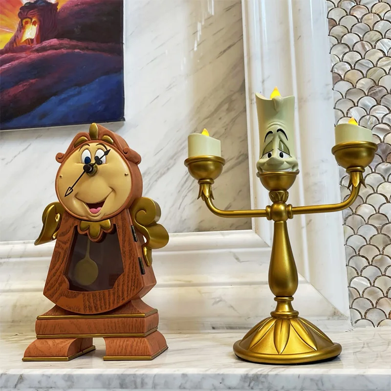 Figuras de acción de La Bella y La Bestia de Disney, Lumiere y Cogsworth,  lámpara de vela Lumiere, regalos para decoración de habitación de niños -  AliExpress