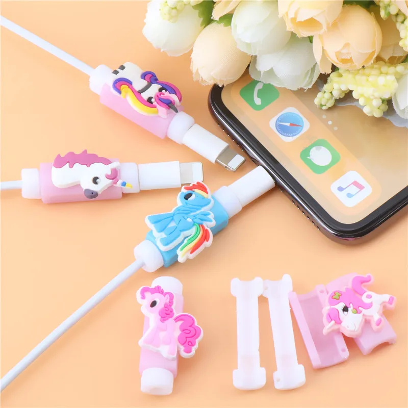 

2Pcs Funny My Little Pony Cartoon Cable Protector For iPhone USB Charging Cable Cute Data Line Cord Protector Cable Winder Cover
