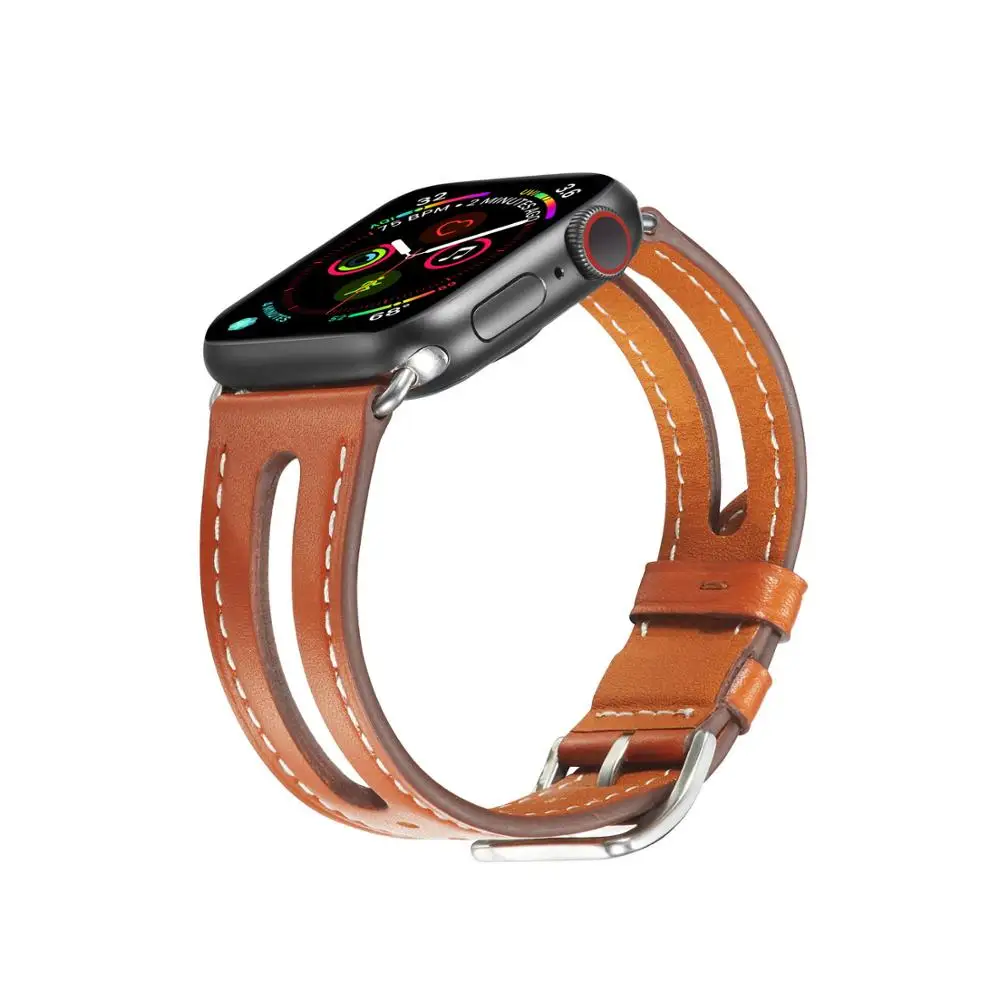 Ремешок из натуральной кожи для apple watch 5 4 3 2 1 мягкий браслет iwatch аксессуары часов
