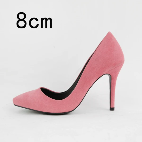 Pink Pumps 8cm Женские туфли-лодочки на каблуке; женская обувь на высоком каблуке; цветная однотонная повседневная обувь с острым носком; модельные туфли; Новое поступление размера плюс - Цвет: Pink Pumps 8cm