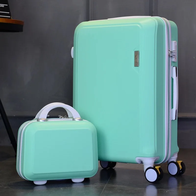 GraspDream корейский чемодан на колёсиках набор Спиннер женский чемодан дорожная сумка на колесах тележка 20 дюймов для мужчин сумка для переноски - Цвет: Green(Set)