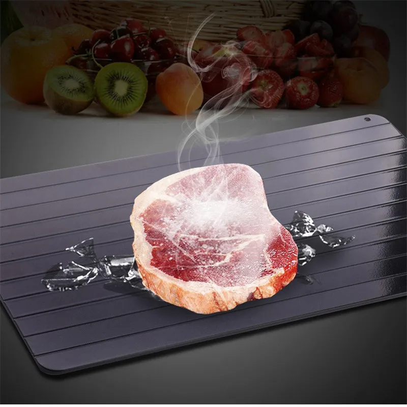Fast Defrosting Tray Rapid Thaw Plate Magic Board For Frozen Foods Food-Safe Aluminum Quick Thaw Defrosting Tray For Kitchen