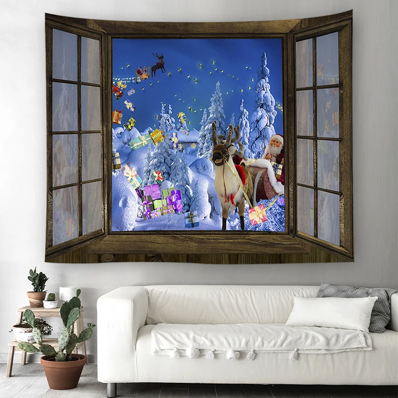 Xmas Christmas Wall Hanging Tapestry Wall Tapestry Wall Hanging Carpet Christmas Tapestry Xmas Party Decor Tablecloth Mat
