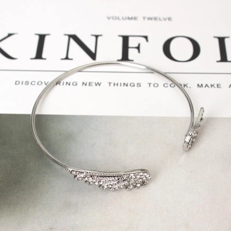 Bracelet Jewelry YADA Gifts Angel Wings Bracelets&Bangles For Women Stainless Steel Bracelets Crystal Jewelry Open Cuff Bracelet BT200210