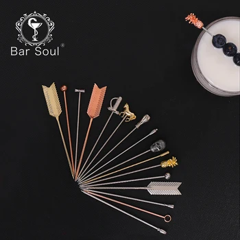 

Bar Soul Cocktail Picks 304 Stainless Steel Fruit Picks Creative Martini Cocktail Decorations Various Shapes Food Fork Sticks