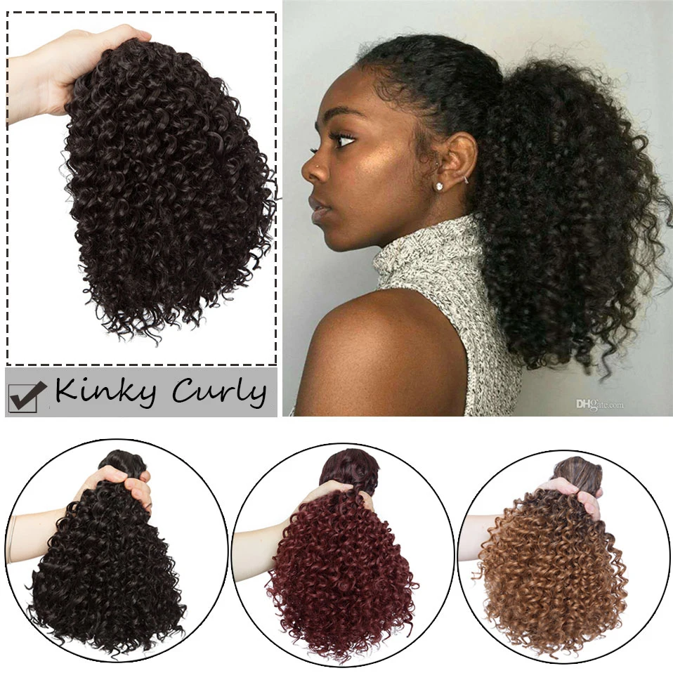 Drawstring Puff Ponytail Afro Kinky Curly Hair Extension Synthetic Clip in Pony Tail African American Hair Extension
