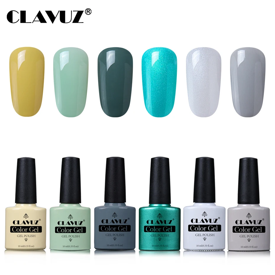 027 CLAVUZ 6 шт. набор УФ гель лак для ногтей светодиодный чистый цвет маникюрный лак стойкий Блестящий впитывающий лак для ногтей - Цвет: 027