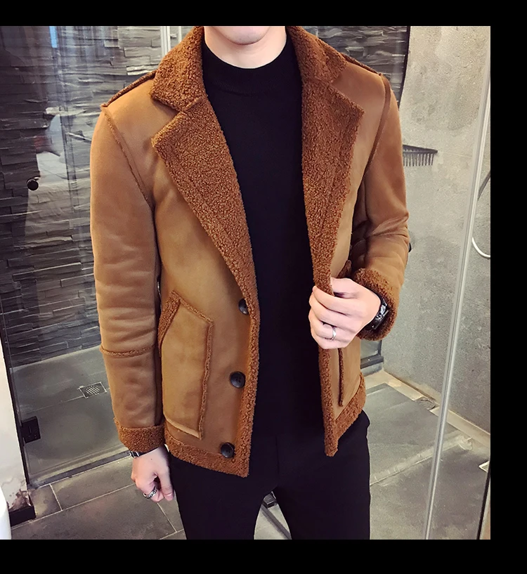 Men Jacket Warm Thicken Waterproof Outwear Casual Slim Fit Korean Jacket Deri Ceket Coats Mens Fur Collar Winter Bomber Homme