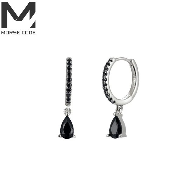 Mini pendientes de arco iris negro de cristal para mujer, pendientes de aros de circón para mujer, aretes de diamantes de Plata de Ley 925, joyería 2021