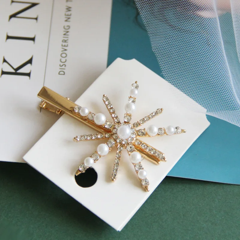 Fashion Pearl Hair Clip Geometric Rectangle Water Drop Hairpins Metal Gold Color Hair Styling Accessories - Цвет: 9