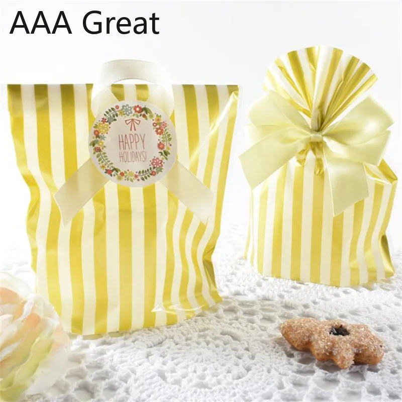 50Pcs/Lot Christmas Gifts Striped Dots Candy Bags for Party Favor Packing Bag Gift Plastic Biscuit Decoration Pouches Chocolate | Дом и сад