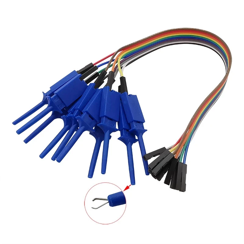 Test Hook Clip Logic Analyzer Cable Gripper Probe Jumper Wire Clamp Kit 20/30CM Yellow/Red/Black/Green/White/Blue jumper wire multimeter probes test lead