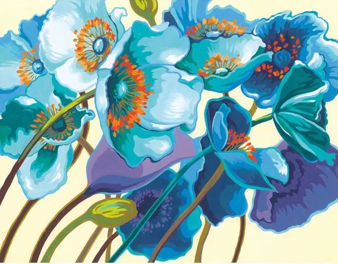 Blue flowers botanicals paint by numbers Blue flowers botanicals paint by numbers