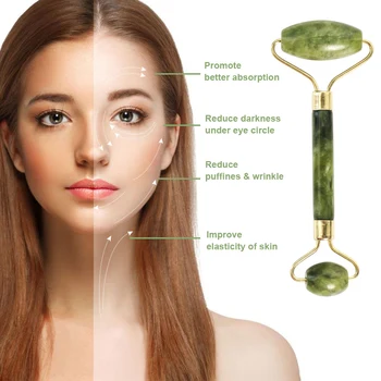 

Anti Aging Natural Jade Roller for face and Gua Sha Massage Tool Set Therapy Facial Roller with Double Neck Slimming Massager
