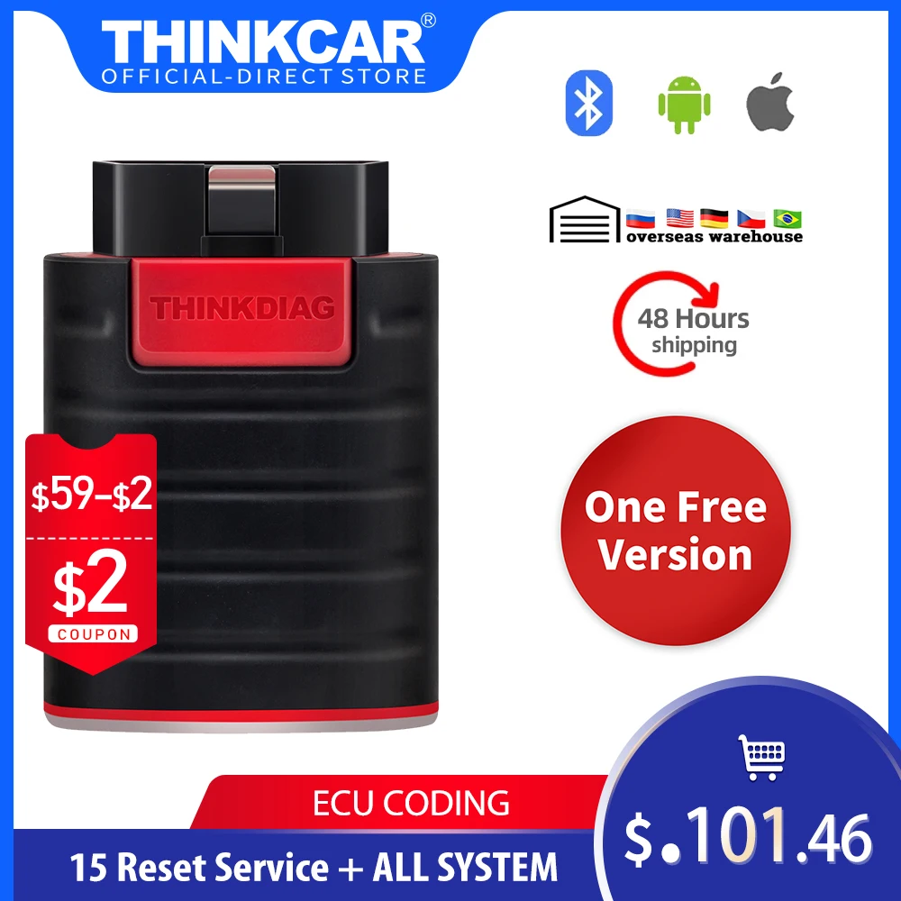 ThinkDiag obd2 все системы Bluetooth считыватель кодов Сканер Android IOS диагностический инструмент TPMS обслуживание