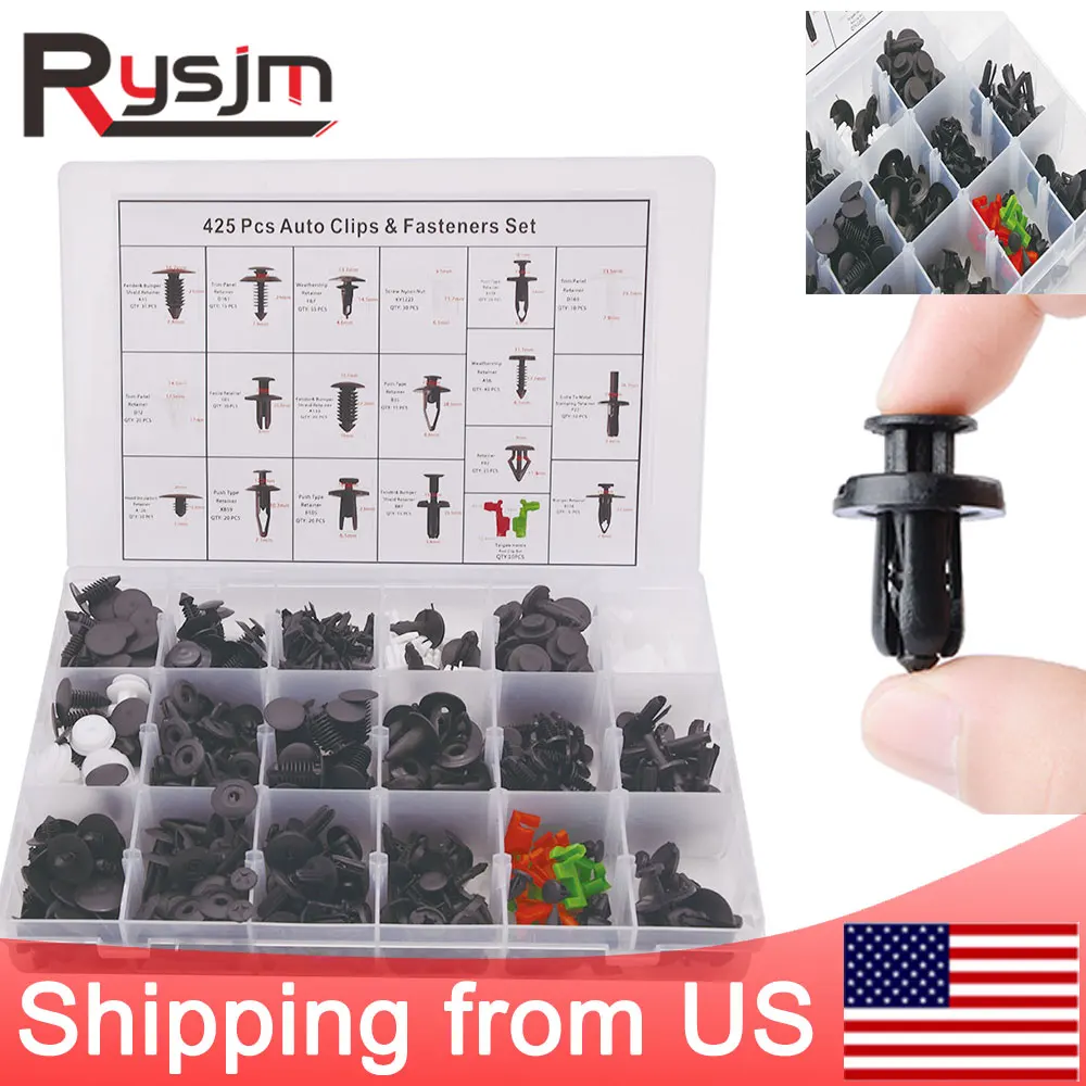 425*Mixed Size Plastic Boxed Car Vehicles Fastener Clips Retainer Rivet+30*Tools