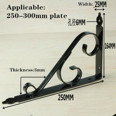 Black 250x164mm 2 шт. треугольная полка кронштейны креативная фиксированная полка штатив Стенд не Осенняя краска не ржавеет тяжелый подшипник гардеробная планка поддержка - Цвет: Black 250x164mm