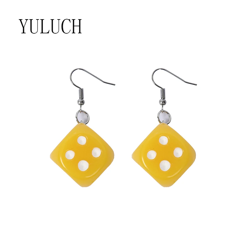 YULUCH New arrival exaggerated resin dice pendant earrings for ladies