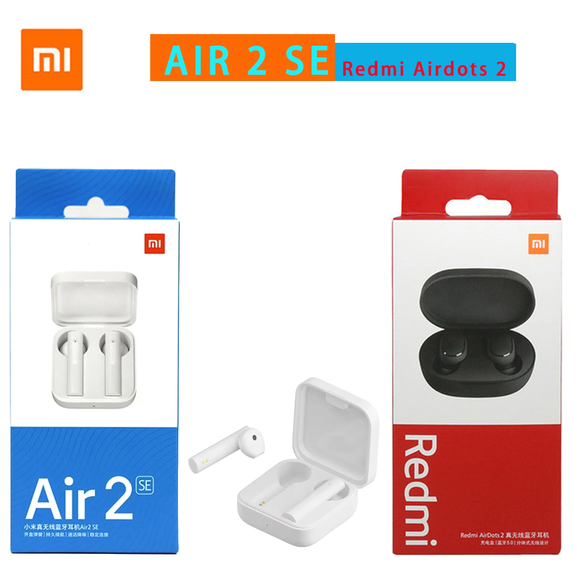 Free Shipping  Redmi Airdots 2 TWS Bluetooth 5.0 AIR 2 SE Redmi Airdots s Earphone Stereo Bass True Wireless