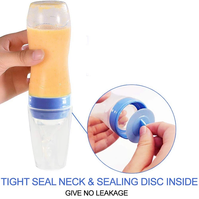 2 шт Силиконовая ложка для дозирования детского питания(120 мл, идеально подходит для детей 4 месяцев)-сжимающая кормушка с ложкой-ложкой, бутылка для ребенка