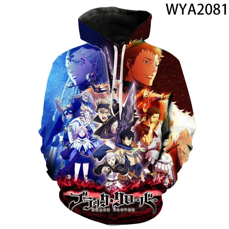

New Casual Black Clover Men Women Children Sweatshirts 3D Printed Pullover Hoodies Long Sleeve Boy Girl Kids Streetwear Jacket