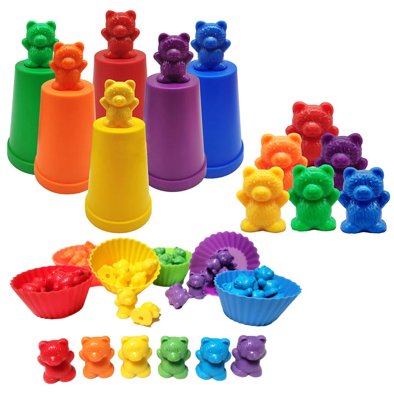 rainbow counting bears with matching sorting cups