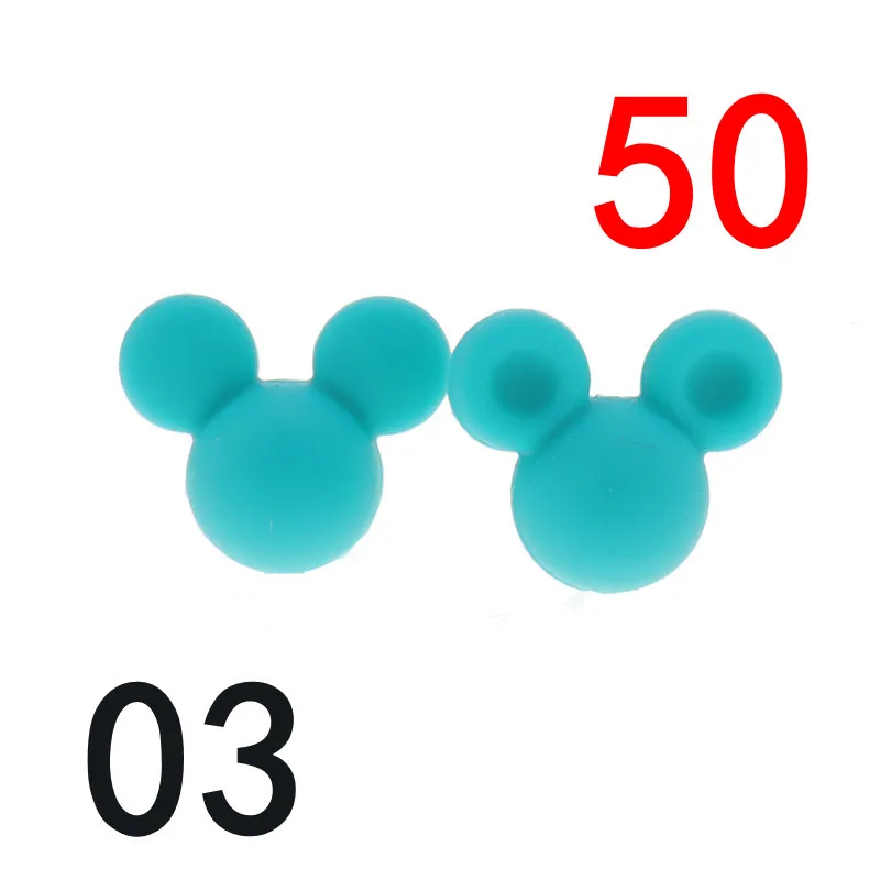 MIKY03 ATOB, 50 шт., пищевого качества, силиконовые бусины, мышь, милые Мультяшные животные, Детские бусины для прорезывания зубов, BPA бесплатно, жевательные Силиконовые Детские Прорезыватели - Цвет: MIKY03