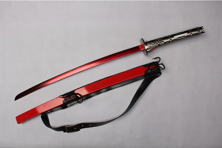 Мечи «анимэ» для косплея ниндзя красный меч катана, японский цвет из углеродистой стали лезвие деревянная оболочка с задней мешок декоративный подарок