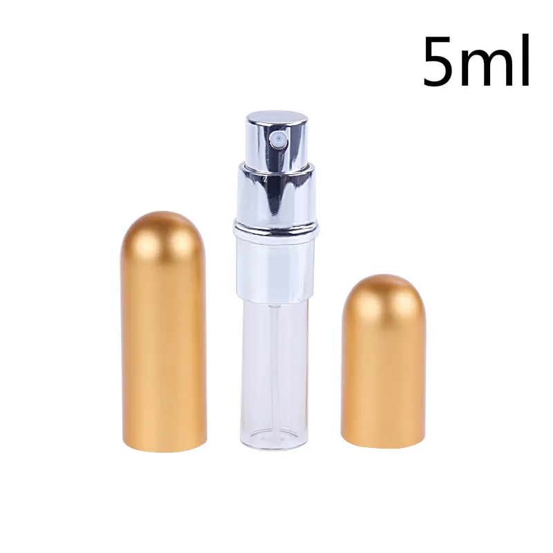 5ml gold 5/12 мл многоразовый флакон для духов бутылка с пульверизатором для путешествий Мини Портативный флакон духов форсунок Алюминий Стекло порожних контейнеров с распылительным насосом - Цвет: 5ml gold