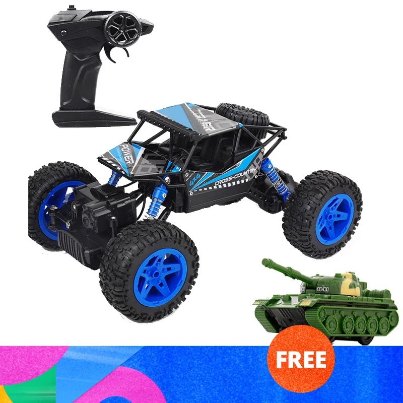 hapinic RC Car 4WD 2.4Ghz 1/18 Crawlers Off Road Vehicle Toy Remote Control Car Green Color with Two Battery 