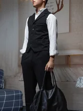 Chaleco de espiga de punto para hombre, chaqueta ajustada de cuello plano, traje retro americano, Otoño e Invierno