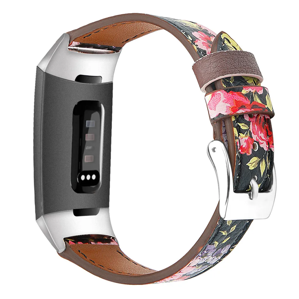 Essidi For Fitbit Charge 3 4 Leather Band Women Men Smart Bracelet Replacement For Fitbit Charge 3 4 Wristband Watch Strap Loop