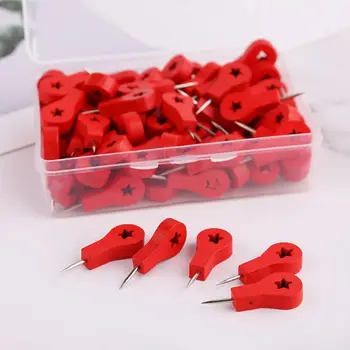 

80Pcs Map Markers Wooden Drawing Photo Wall Studs Cork Board Push Pins Thumbtack PXPA