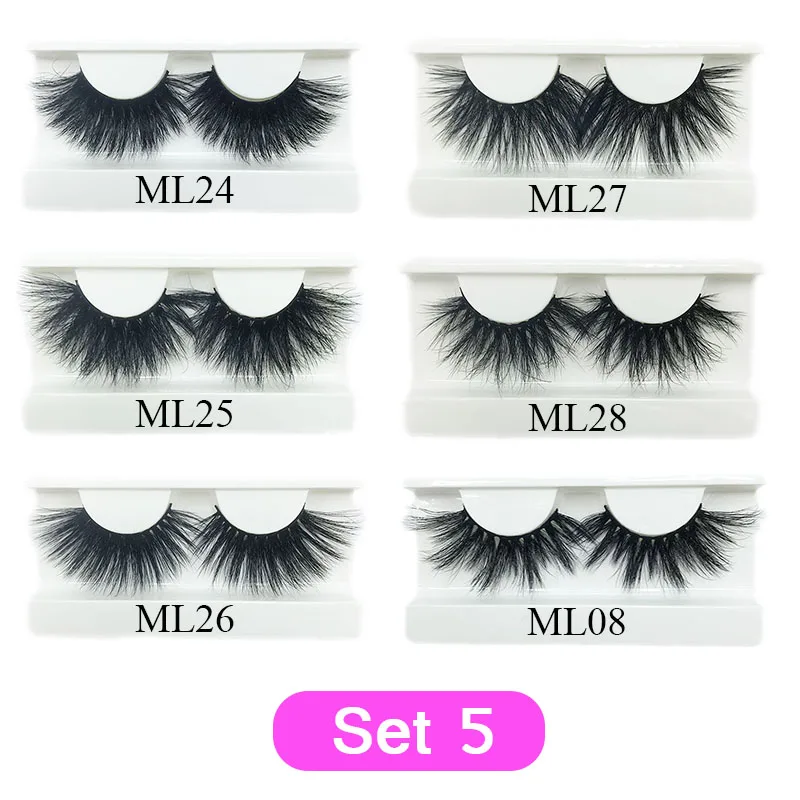 Set5 30 pairs Mink Eyelashes Bulk 25mm Dramatic Long 3D Mink Lashes Moonlass Makeup Luxury 25mm Lashes Wholesale False Eyelash - Цвет: Set5