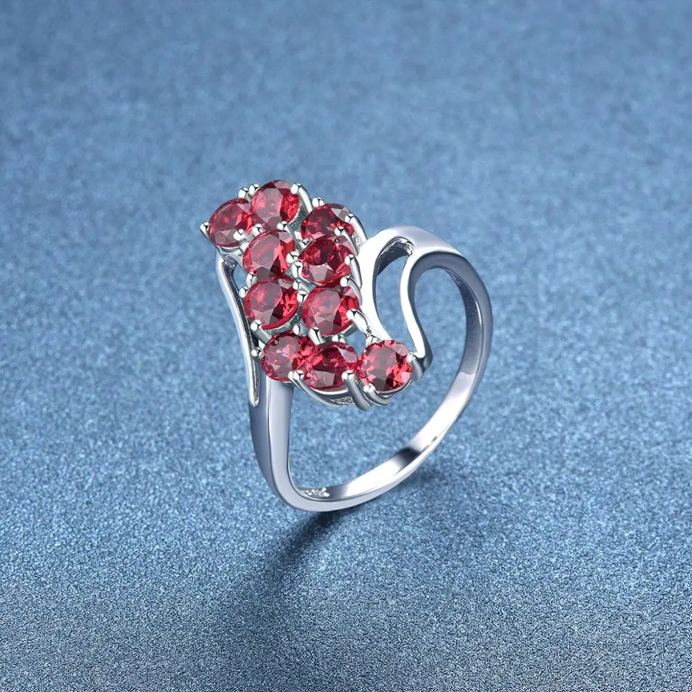 Обручальные кольца Hutang с аметистом, натуральный драгоценный камень, 925 пробы, серебряное кольцо, хорошее модное ювелирное изделие с камнем для женщин, подарок для девочек, новинка - Цвет камня: Garnet