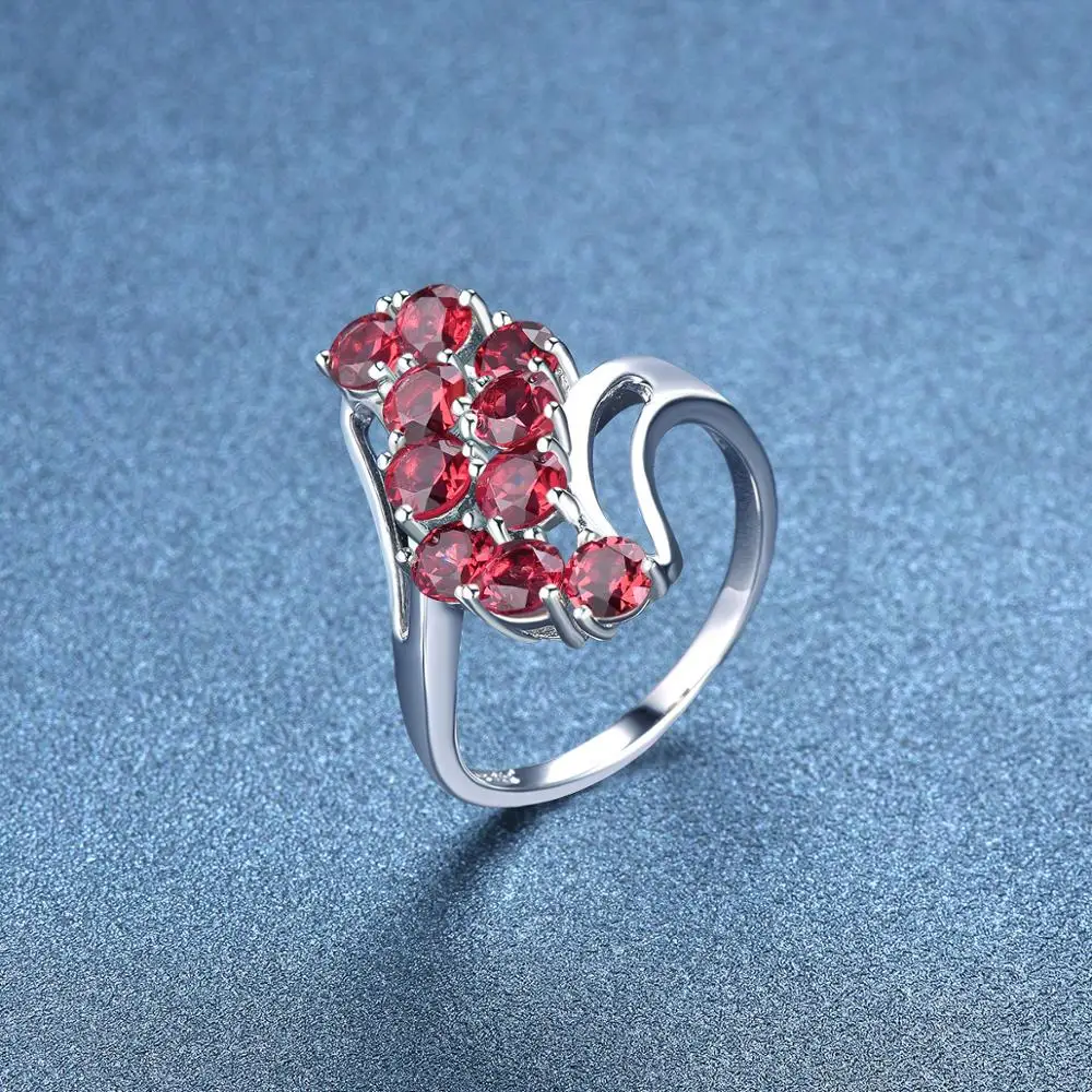 Garnet Обручальные кольца Hutang с аметистом, натуральный драгоценный камень, 925 пробы, серебряное кольцо, хорошее модное ювелирное изделие с камнем для женщин, подарок для девочек, новинка - Цвет камня: Garnet