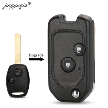 

jingyuqin Modified Remote 2 Button Flip Car Key Shell Case For Honda fit Accord Civic 2006-2011 CRV 2018 Pilot with Button Pad