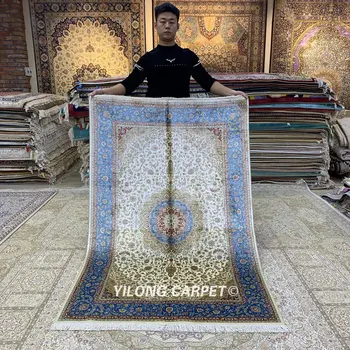 

Yilong 4'x6' Handmade carpet beige medallion design vantage antique persian rugs (ZQG360A)