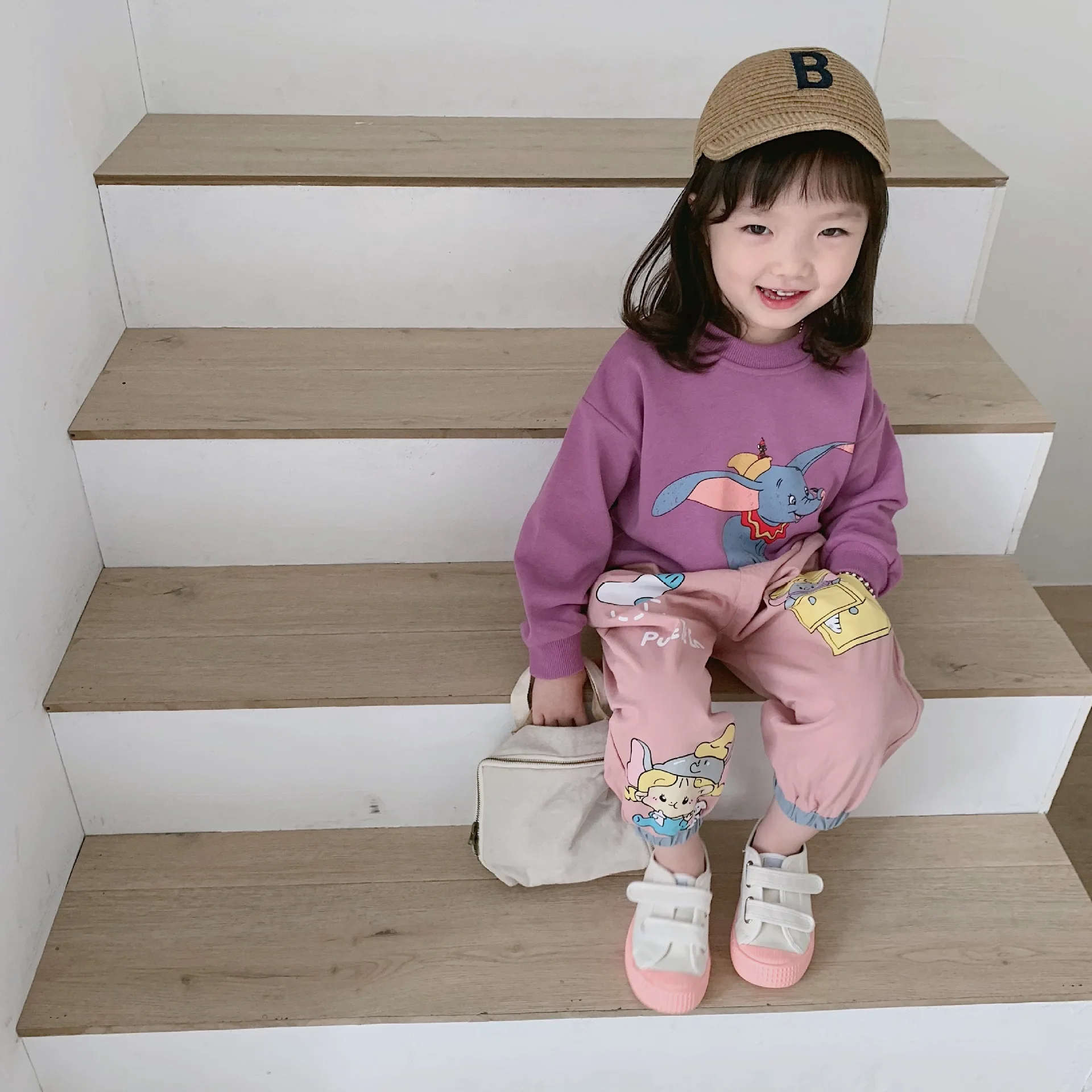 Tonytaobaby/Новые Осенние штаны с рисунком для маленьких девочек розовые штаны с изображением слона для девочек детские осенние