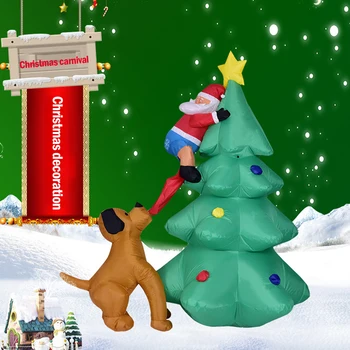 

Christmas Inflatable 1.8m Light Inflatable Dog Biting Christmas Tree Old Man Climbing Tree EU/US