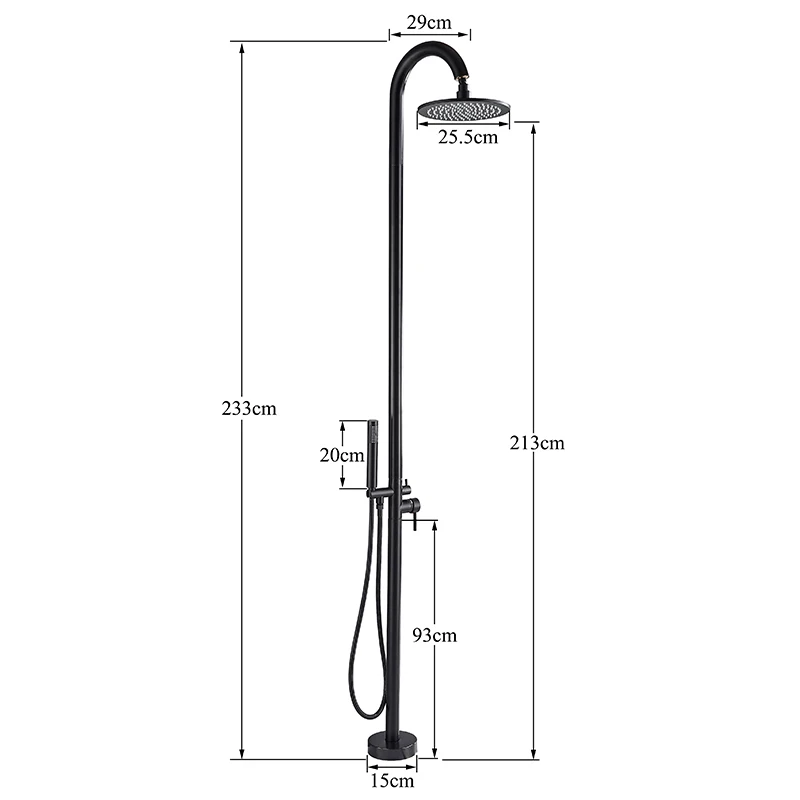 Outdoor Rainfall Shower Faucet Floor Standing Bathroom Bath Tub Mixer Tap Single Handle Heighten Bath Shower Faucets New Arrival 6
