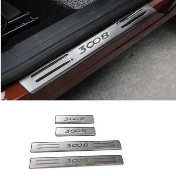 

For Peugeot 3008 GT 2016-2019 Stainless Steel Outer Door Sill Scuff Plate Protector Cover 4pcs