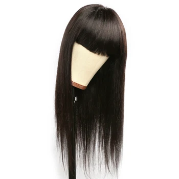 

Straight Human Hair Wigs With Bangs Full Machine Made Wigs For Black Women Cheap Lace Front Wigs With Bang Brazilian Hair Wigs