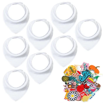 

DIY Bib Plain White Baby Bibs For Boys Girls 8 Pack Baby Bandana Drool Bibs Solid Color With 25 Pcs Decoration Patches Diy Bibs